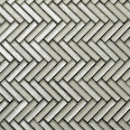 Herringbone White Glass Tile | Tile Club