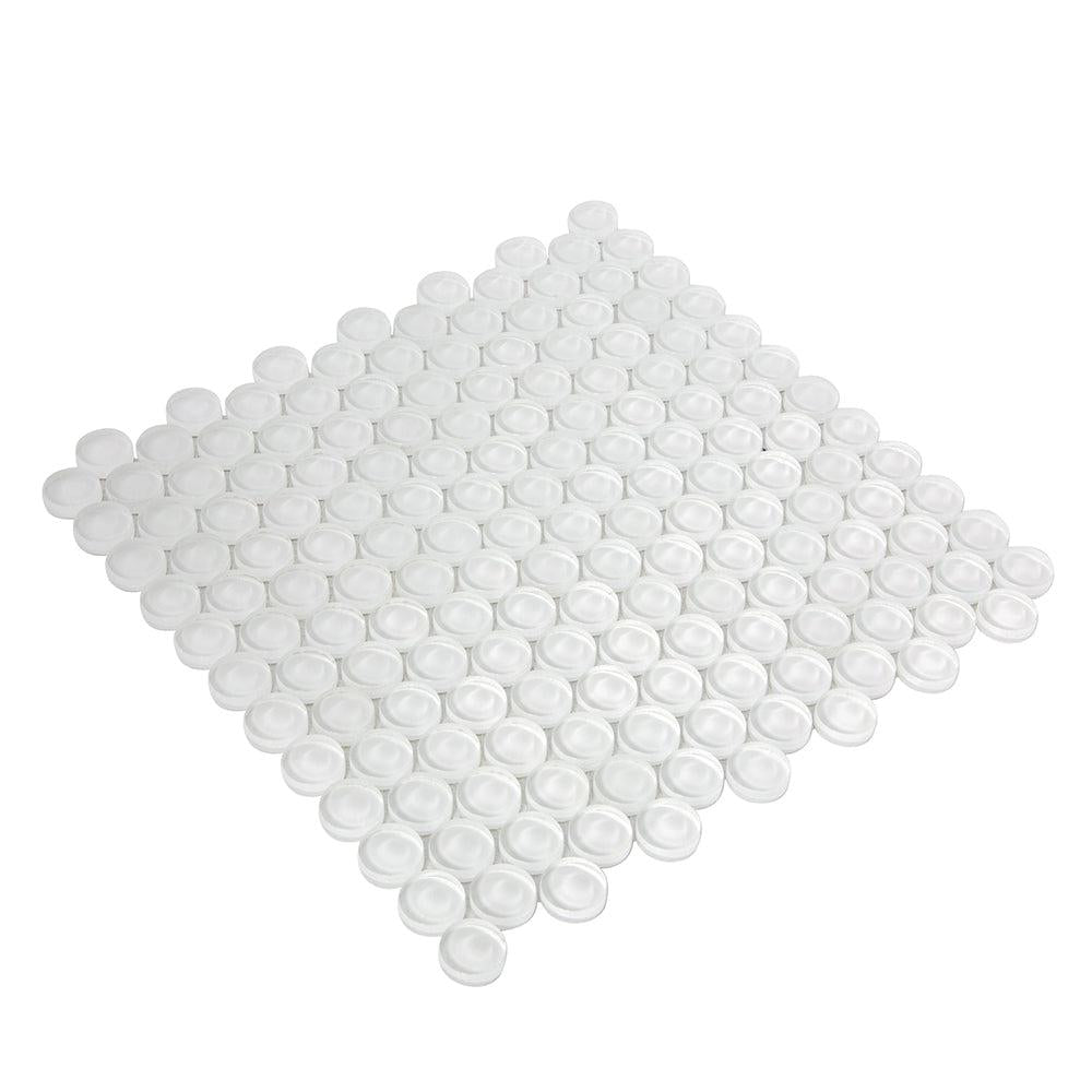 Ice White Glass Penny Round Tile | Tile Club