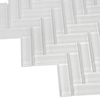 Ice White Herringbone Glass Tile | Tile Club