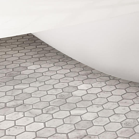 2 Inch White Carrara Hexagon Honed Marble Mosaic Tile | Tile Club