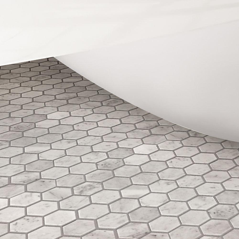 2 Inch White Carrara Hexagon Honed Marble Mosaic Tile | Tile Club