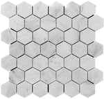 2 Inch White Carrara Hexagon Polished Marble Mosaic Tile position: 1