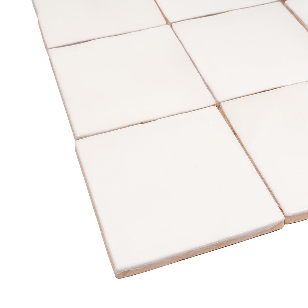 Lake White Ceramic Square Tile 4x4