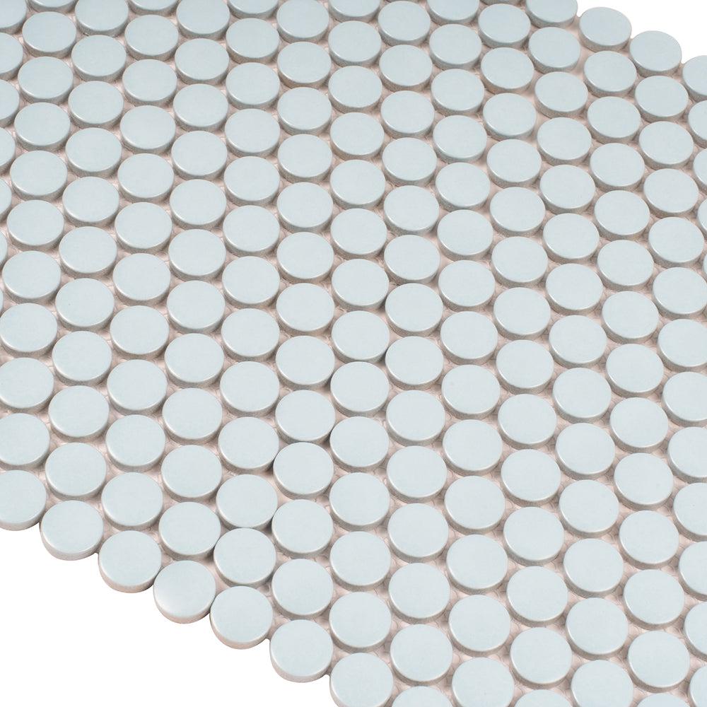 Light Blue Buttons Porcelain Penny Round Tile | Tile Club