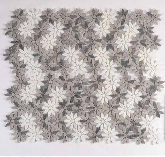 Meadow Wooden Flower Marble Mosaic Tile | Tile Club