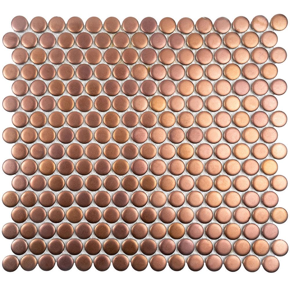 Metallic Bronze Buttons Porcelain Penny Round Tile Sample Swatch | Free ...