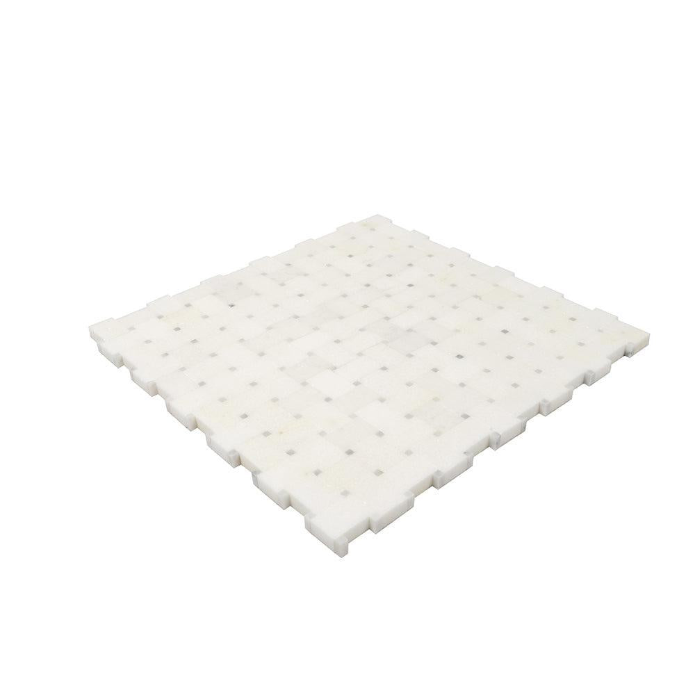 Mini Basket Weave Thassos Marble Mosaic | Tile Club