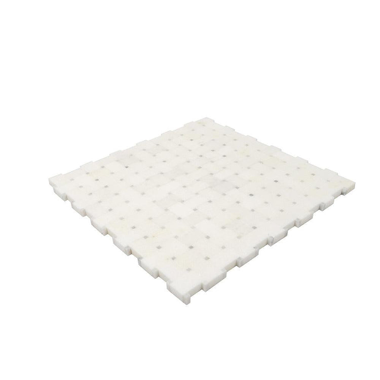 Mini Basket Weave Thassos Marble Mosaic | Tile Club