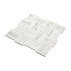 Nova Basket Bianco Carrara & Thassos Marble Mosaic Tile | Tile Club