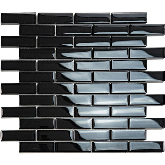 Obsidian Black Glass Brick Tile