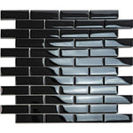 Obsidian Black Glass Brick Tile Sample