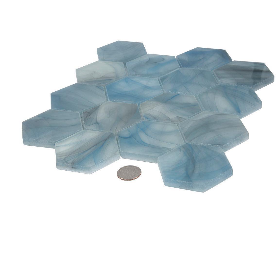 Sea Glass Hexagon Blue Mosaic Tile | Tile Club