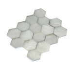 Sea Glass Hexagon Platinum White Mosaic Tile | Tile Club