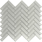 Pearl Gray Herringbone Glass Tile