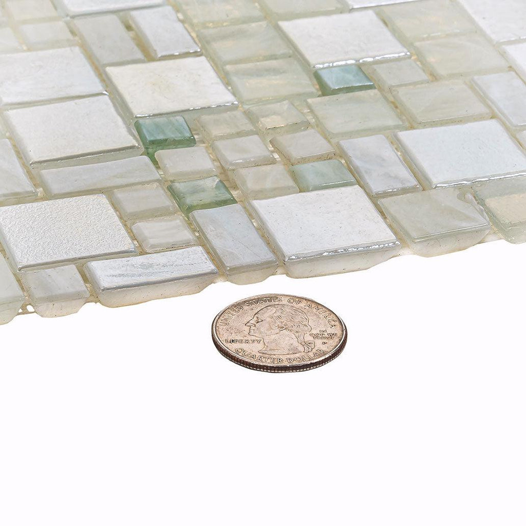 Pearl White Mini Versailles Glass Mosaic Tile | Tile Club