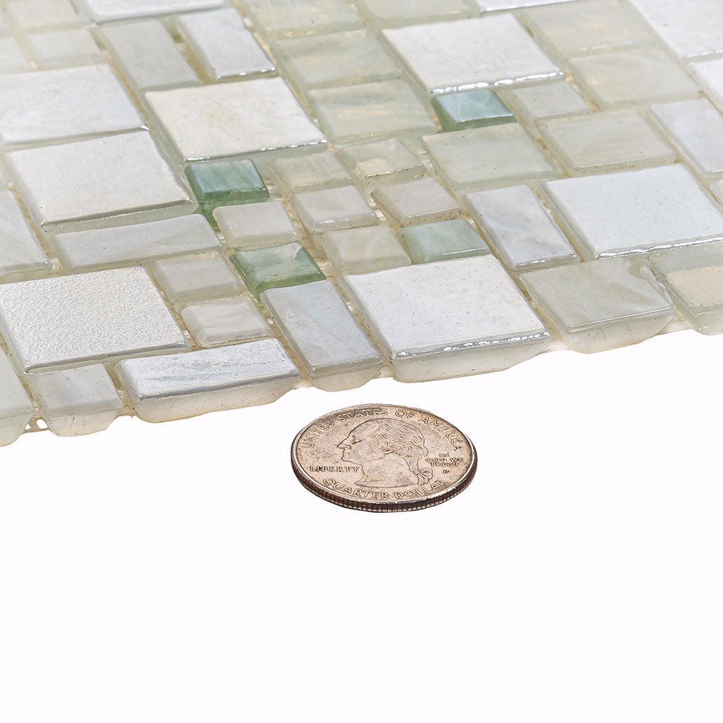 Pearl White Mini Versailles Glass Mosaic Tile | Tile Club