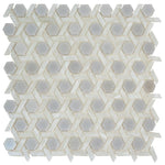 Pearl White Weaved Hexagon Glass Mosaic Tile | Tile Club