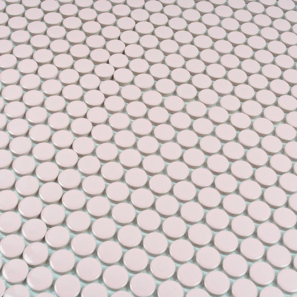 Pink Buttons Porcelain Penny Round Tile