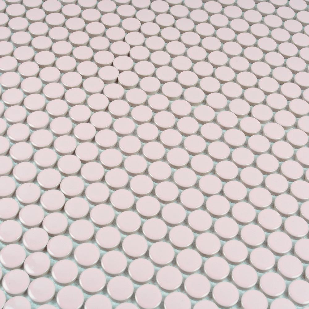 Pink Buttons Porcelain Penny Round Tile | Tile Club