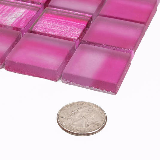 Pink Foil Glossy And Frosted Square Mosaic Tile | Tile Club