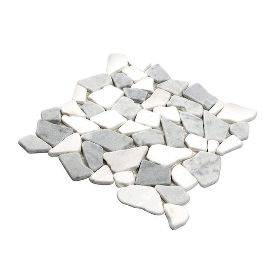 River Pebbles Carrara & Thassos Marble Tile | Tile Club