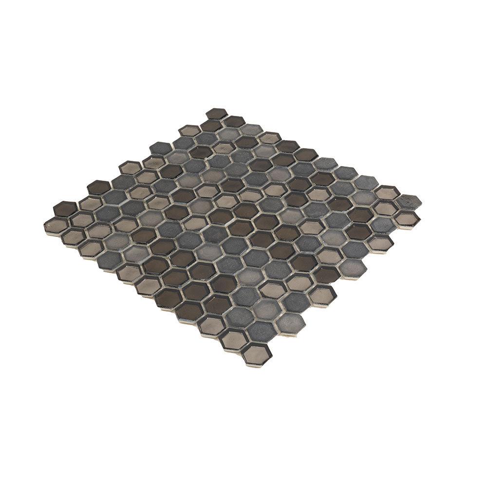 Saturn Grey Hexagon Glass Mosaic Tile | Tile Club