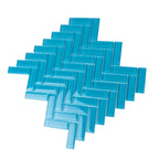 Sea Blue Herringbone Glass Tile | Tile Club