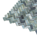 Sea Hues Herringbone Glass Mosaic Tile | Tile Club