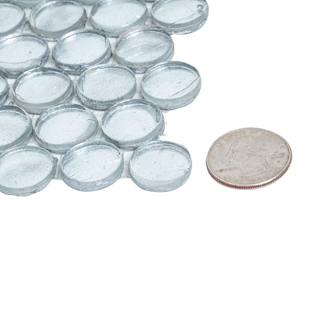 Silver Glass Penny Round Mosaic Tile | Tile Club