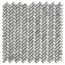 Silver Herringbone Glass Mosaic Tile 