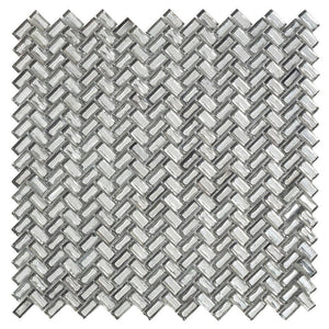 Silver Herringbone Mosaic Tile Sample