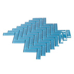 Sky Blue Herringbone Glass Tile | Tile Club