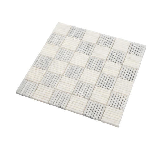 Sticks White Carrara Marble Mosaic Tile | Tile Club