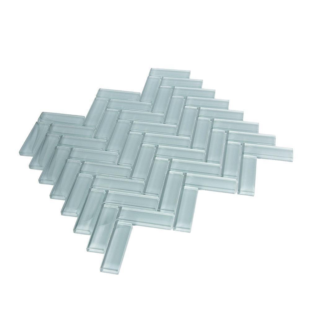 Chic Gray Herringbone Glass Tile | Tile Club