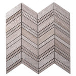 Textured Wooden Beige Chevron Marble Mosaic Tile Sample