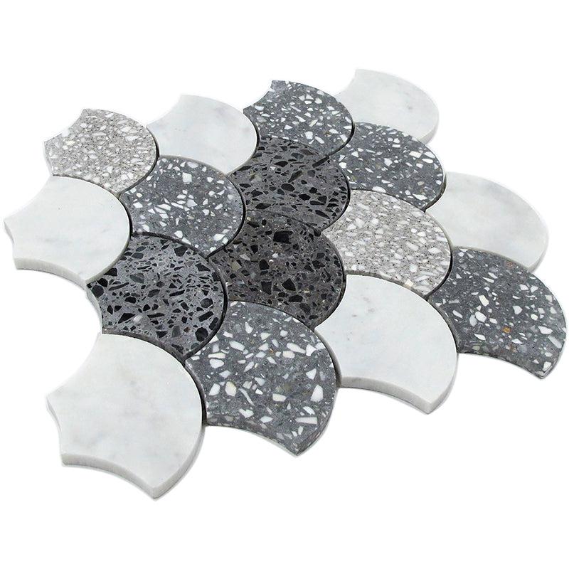 Gray and White Terrazzo Scale Mosaic Tile | Tile Club