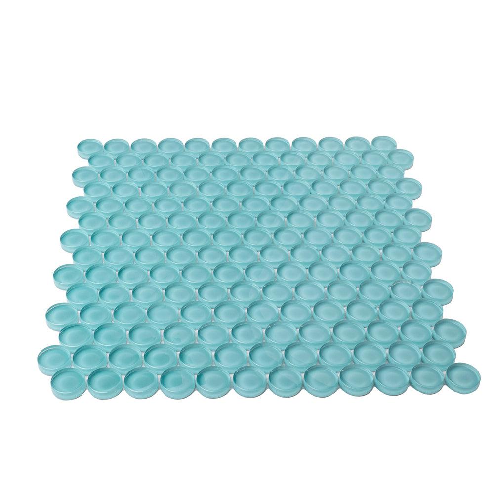 Turquoise Penny Round Glass Tile