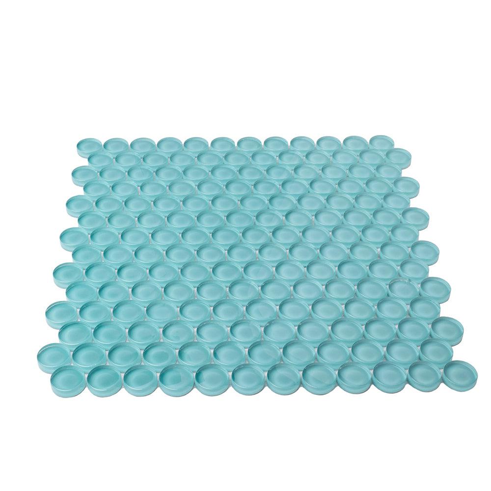 Turquoise Penny Round Glass Tile | Tile Club