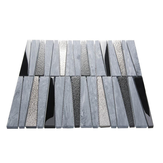 Villa Pyramids Blue Glass & Marble Mosaic Tile | Tile Club