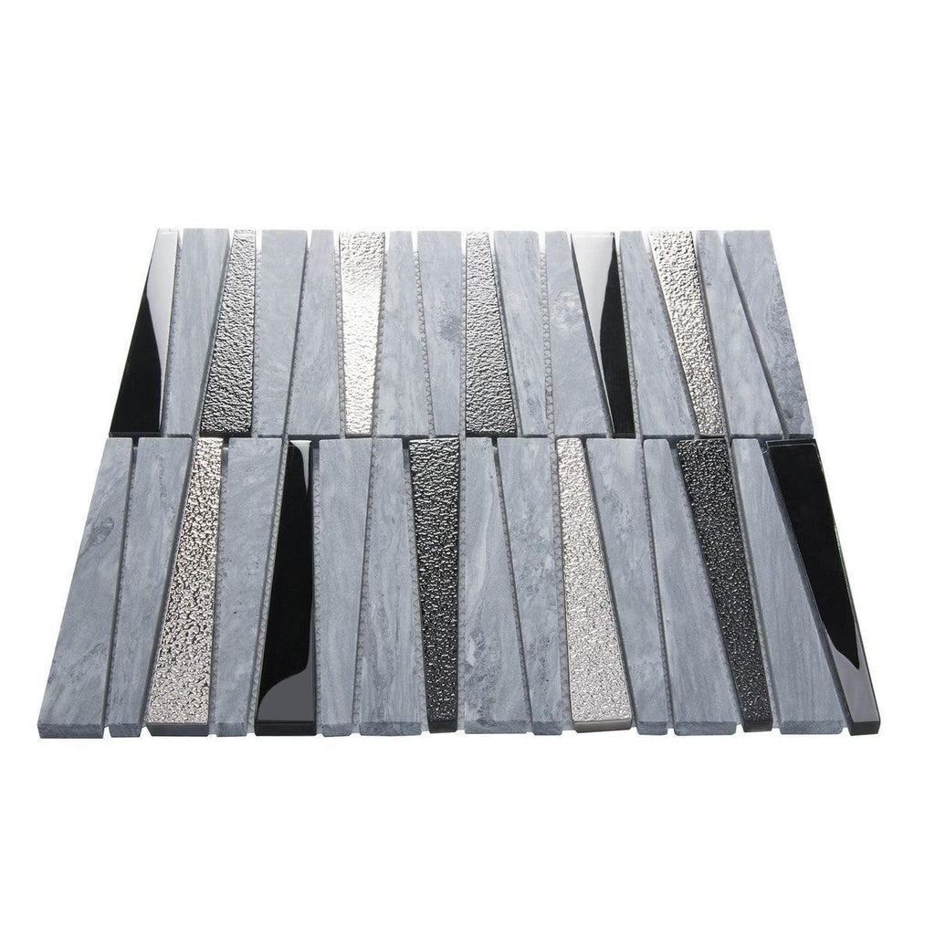 Villa Pyramids Blue Glass & Marble Mosaic Tile | Tile Club