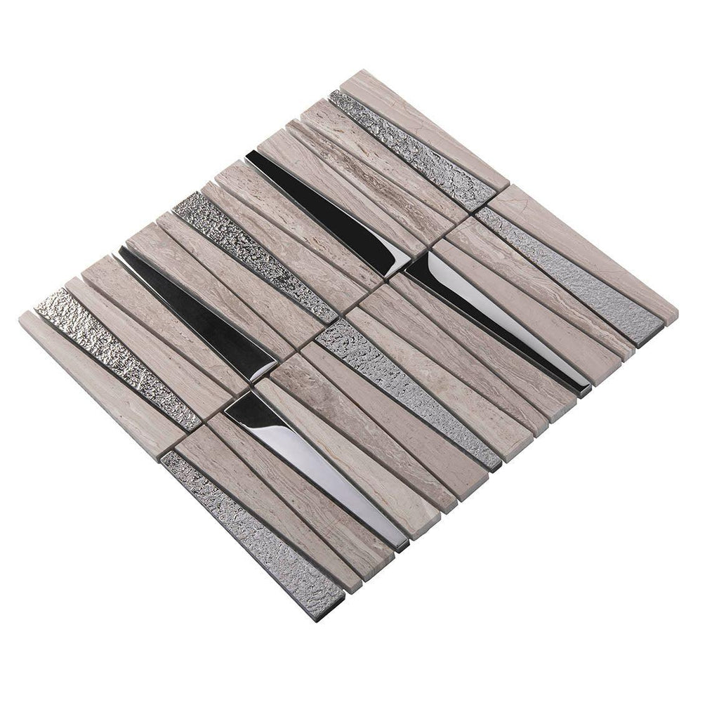 Villa Pyramids Gray Marble & Glass Mosaic Tile | Tile Club