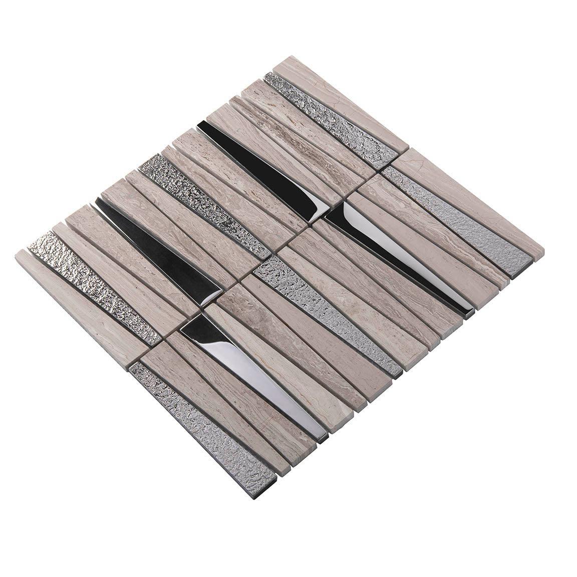 Villa Pyramids Gray Marble & Glass Mosaic Tile | Tile Club