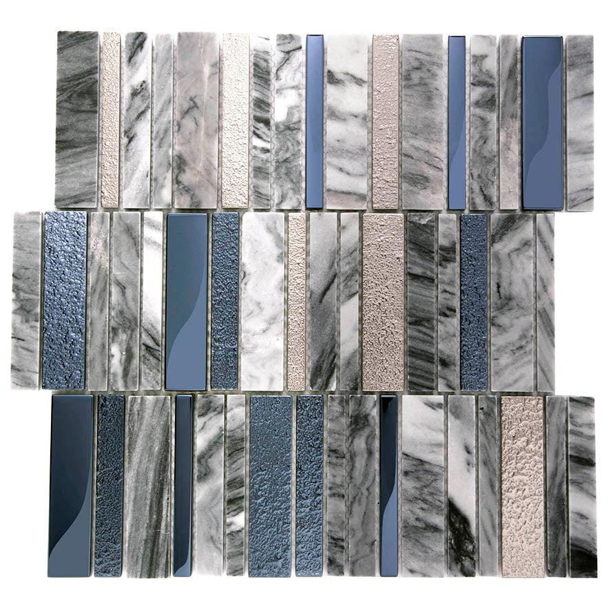 Villa Rapids Blue Glass & Marble Mosaic Tile | Tile Club |