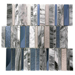 Villa Rapids Blue Glass & Marble Mosaic Tile Sample