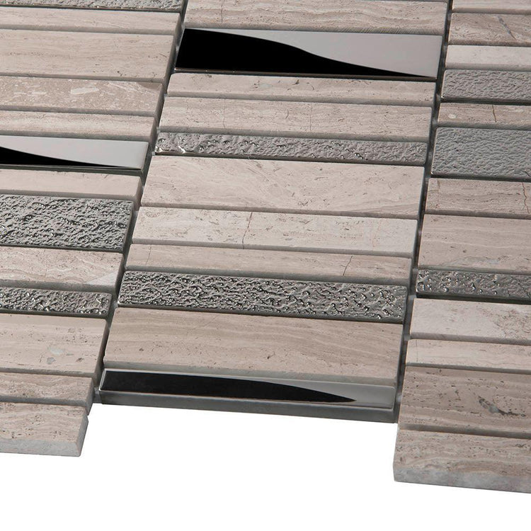 Villa Rapids Gray Marble & Glass Mosaic Tile | Tile Club