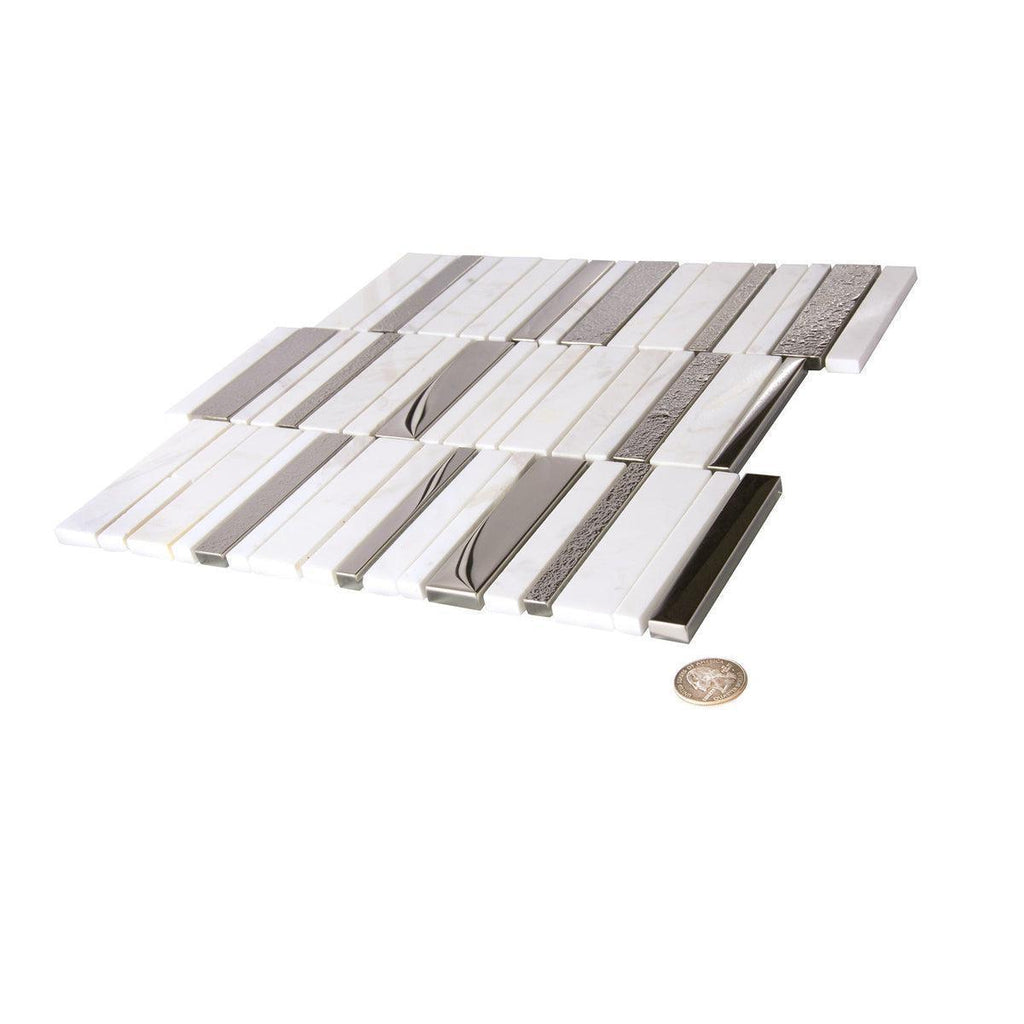 Villa Rapids White Marble & Glass Mosaic Tile | Tile Club