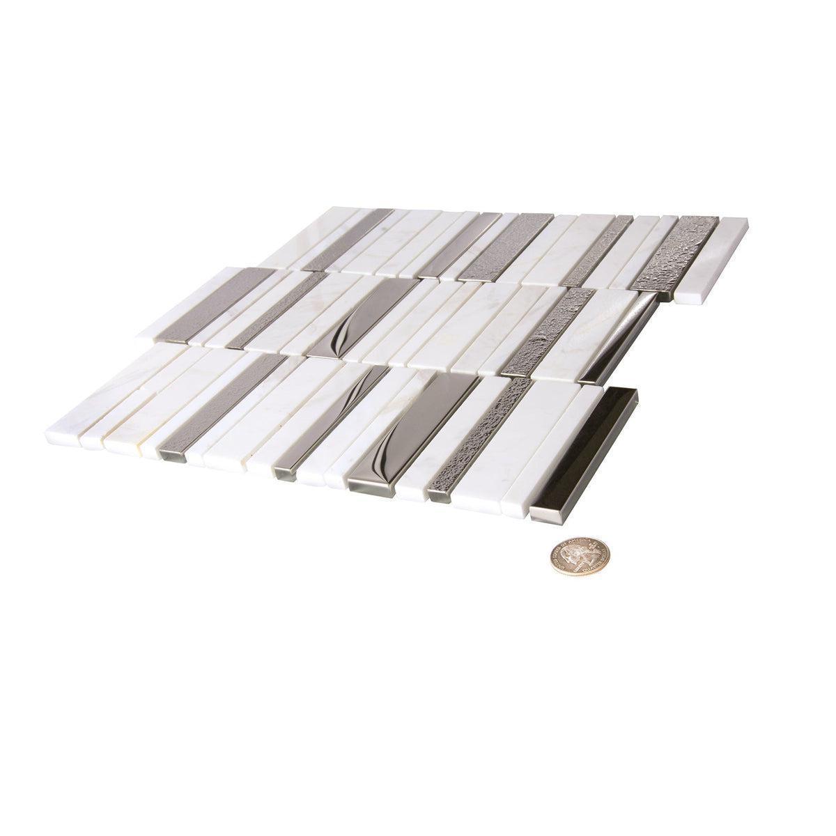 Villa Rapids White Marble & Glass Mosaic Tile | Tile Club