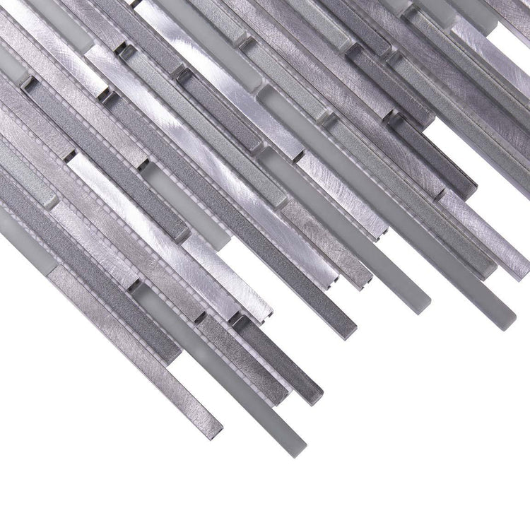 Waterfall Haze Linear Glass & Metal Mosaic Tile | Tile Club