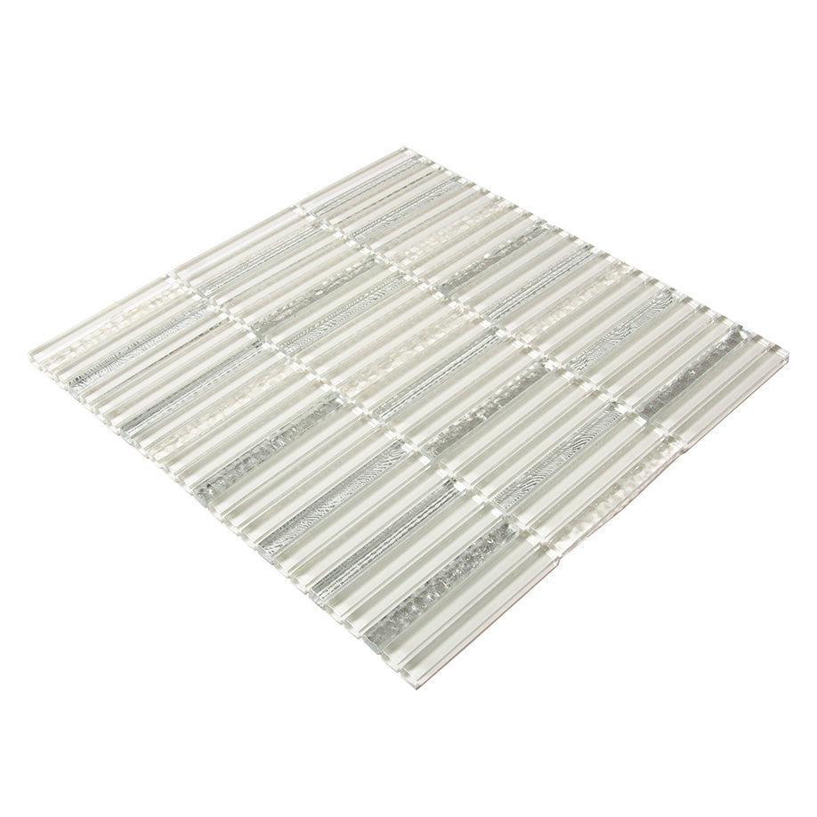 Waterfall Platinum White Glass Mosaic Tile | Tile Club