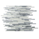 Waterfall Silver White Linear Glass & Metal Mosaic Tile